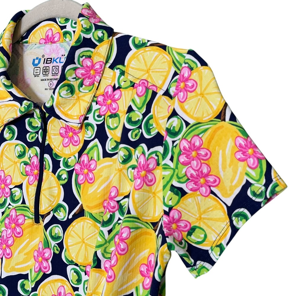 IBKUL Godet Golf Dress Lemon Floral Print UPF50 Cooling Zip Performance S - Picture 5 of 14